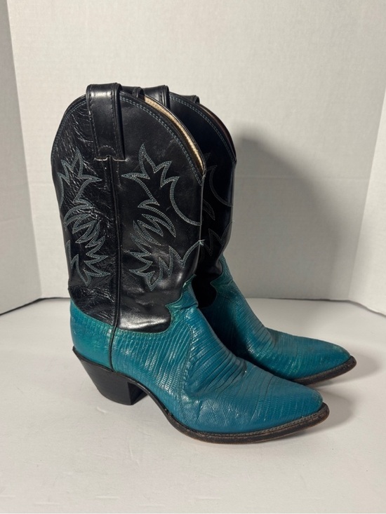 Justin Boots Shoes - Justin Women's Boot Western Cowgirl Festival Sexy Size 7.5 Turquoise with Black
